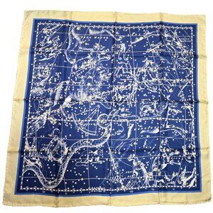 Smithsonian Institution Star Map Celestial Zodiac 100% Silk 34" Square Scarf